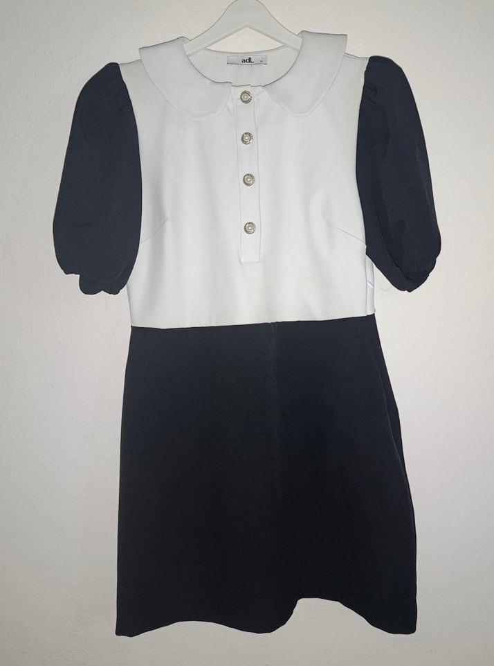 Adl marka Düğmeli Siyah Beyaz Midi Kadın Elbise - Görsel 2