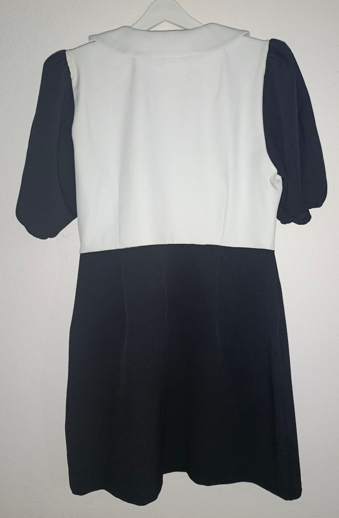 Adl marka Düğmeli Siyah Beyaz Midi Kadın Elbise - Görsel 3