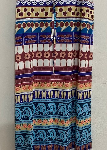 Bohem Çok Renkli Askılı uzun elbise - Görsel 3