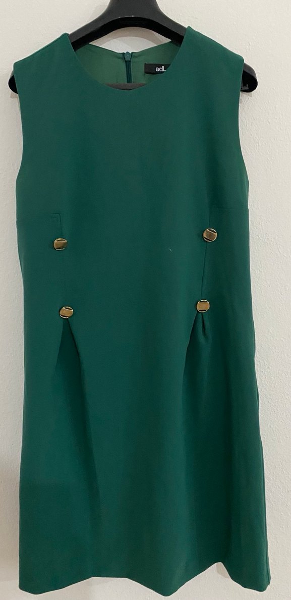 Düğmeli Yeşil Uzun Kadın Elbise - Görsel 3