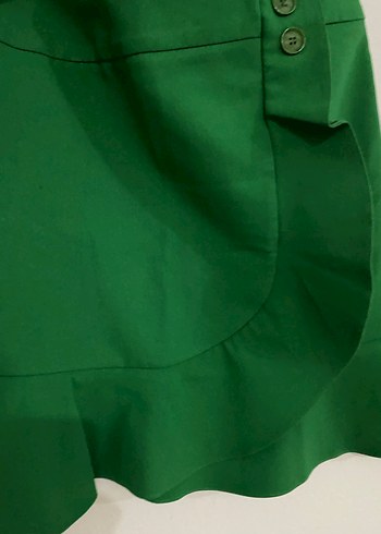 Yeşil Fırfırlı Mini Etek - Görsel 3