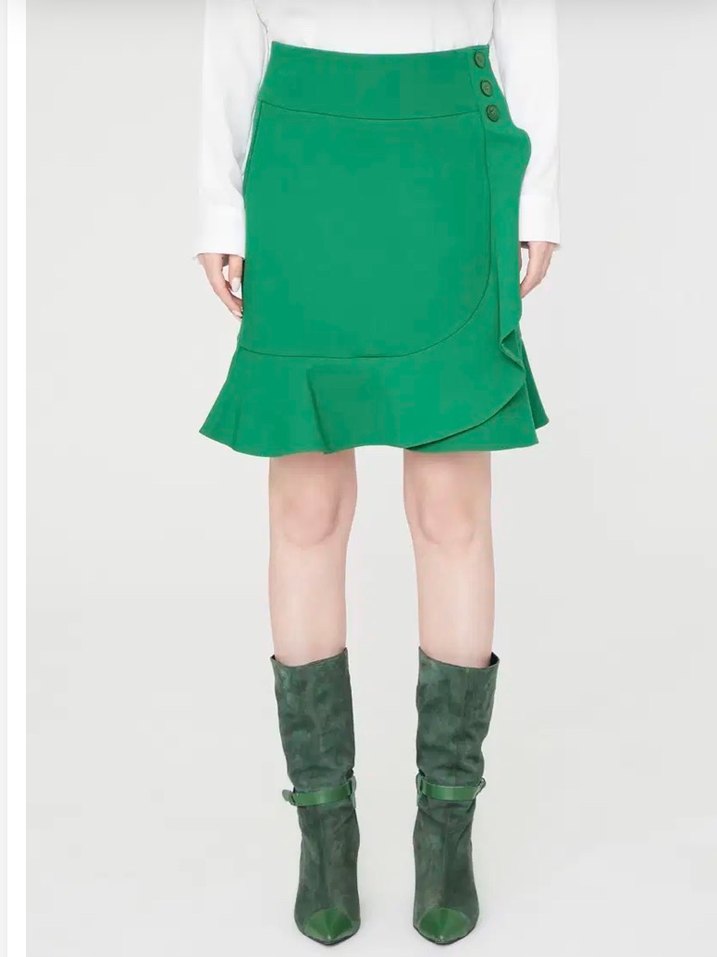 Yeşil Fırfırlı Mini Etek - Görsel 4