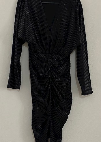 Explasıon marka Kollu Siyah Pilili Kadın Elbise - Görsel 2