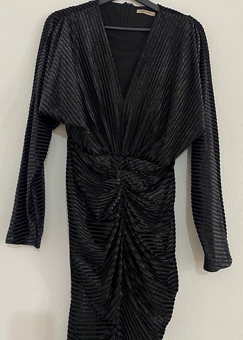 Explasıon marka Kollu Siyah Pilili Kadın Elbise - Görsel 3