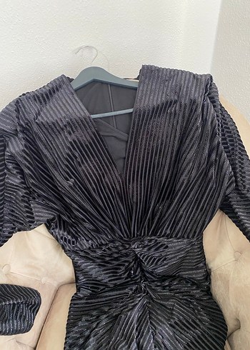 Explasıon marka Kollu Siyah Pilili Kadın Elbise - Görsel 5