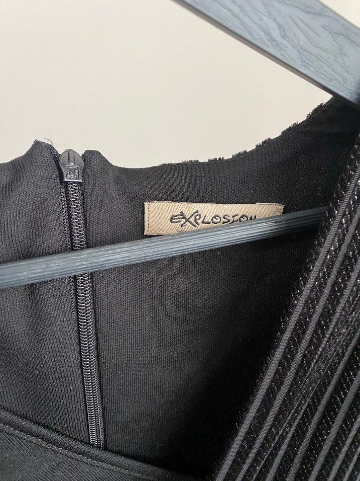 Explasıon marka Kollu Siyah Pilili Kadın Elbise - Görsel 4