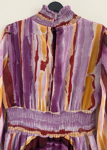 Uzun Kollu Pileli Bohem Kadın Elbise - Görsel 5