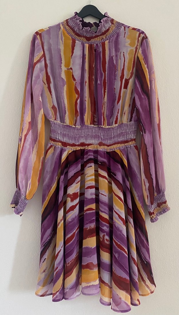 Uzun Kollu Pileli Bohem Kadın Elbise - Görsel 2