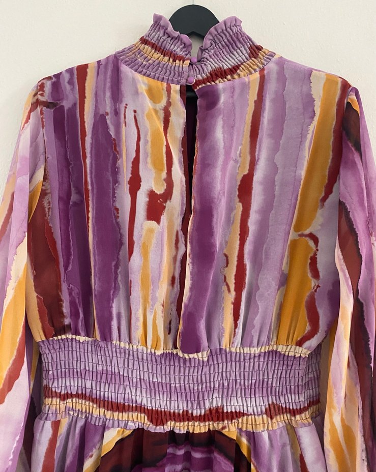 Uzun Kollu Pileli Bohem Kadın Elbise - Görsel 5