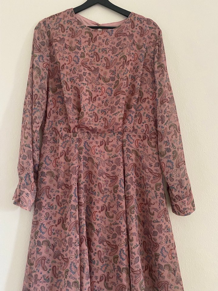 Bordo Bohem Salaş Midi Henna Elbise - Görsel 3