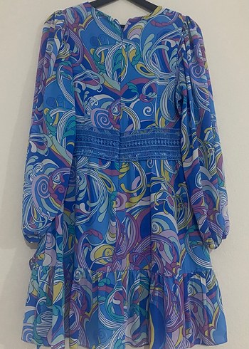 Uzun Kollu Renkli Bohem Elbise - Görsel 4