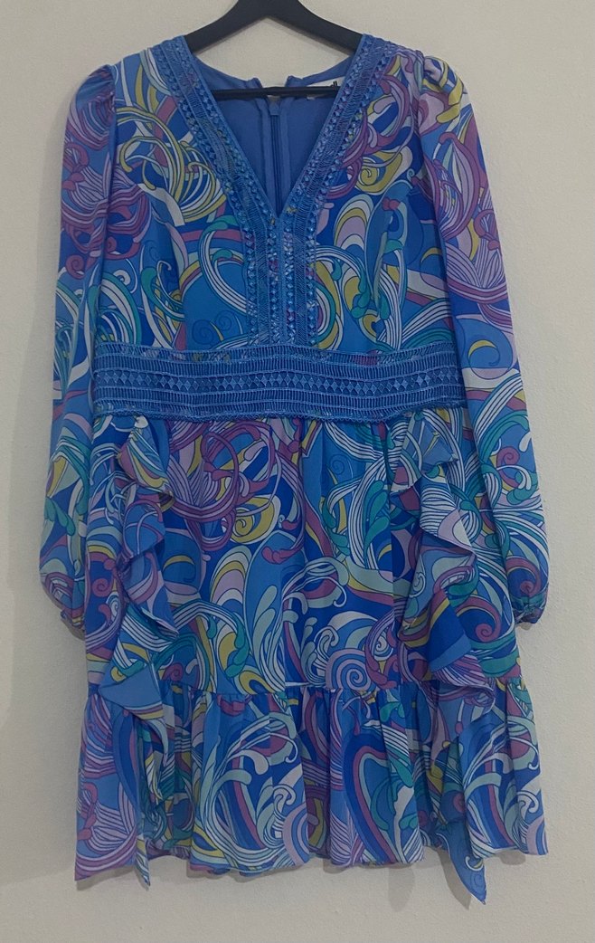 Uzun Kollu Renkli Bohem Elbise - Görsel 2