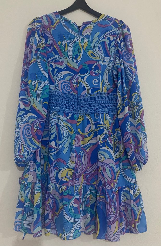 Uzun Kollu Renkli Bohem Elbise - Görsel 4