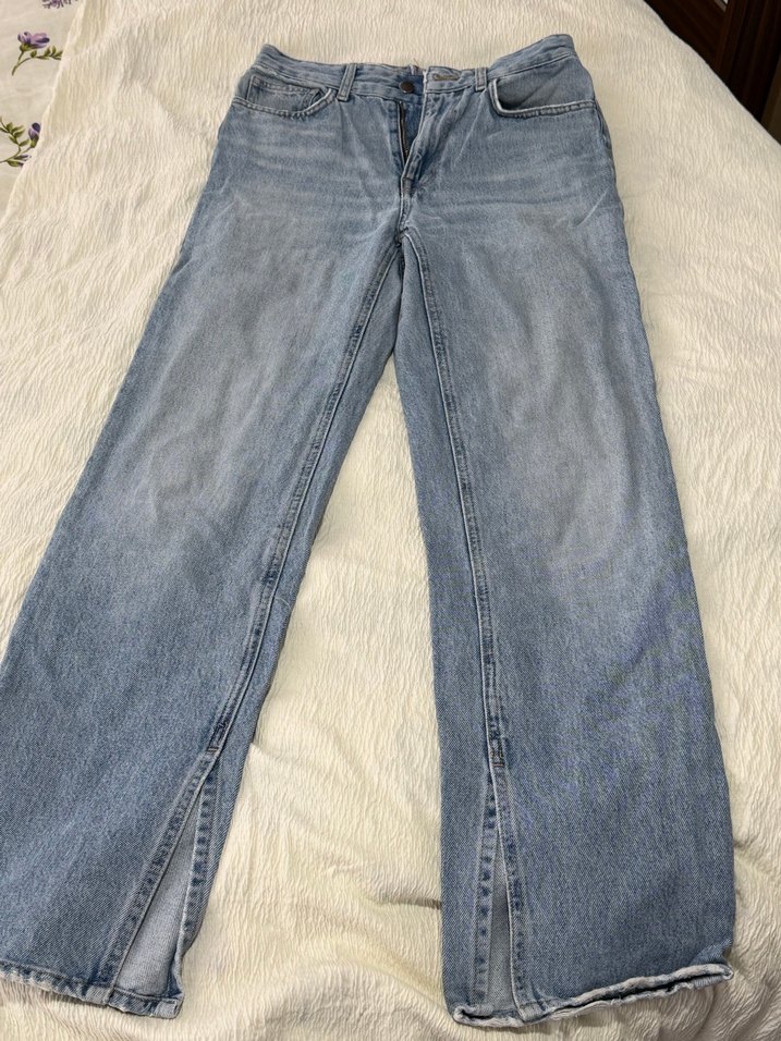 Gri Düğmeli Kadın Midi Kot Pantolon - Görsel 4