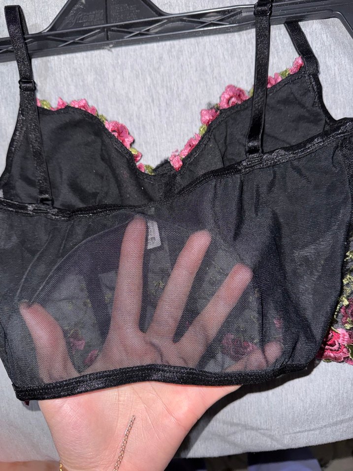 Dantel İşlemeli Siyah-Pembe Büstiyer - Görsel 3