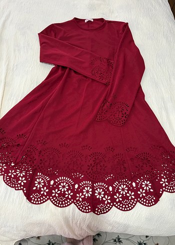 Bordo Fırfırlı Kadın tunik - Görsel 5