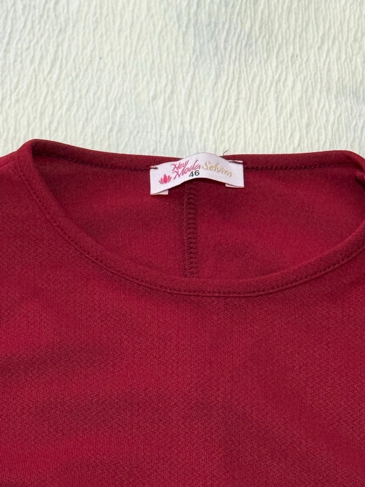 Bordo Fırfırlı Kadın tunik - Görsel 4