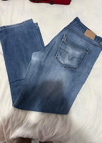 Gri Mavi Rahat Kesim Erkek Kot Pantolon vintage - Görsel 3