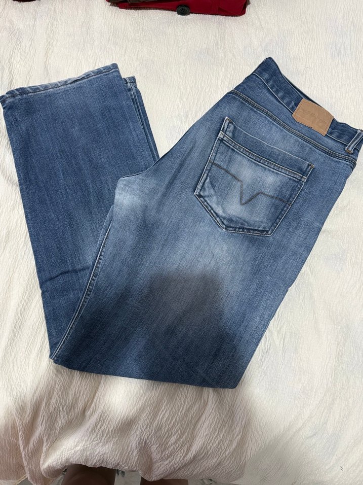 Gri Mavi Rahat Kesim Erkek Kot Pantolon vintage - Görsel 3