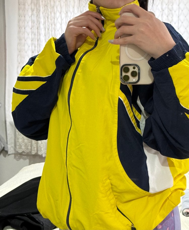 Sarı Lacivert Erkek Spor Rüzgarlık Mont - Görsel 2