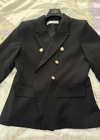 Düğmeli Siyah Kadın Blazer Ceket - Görsel 2