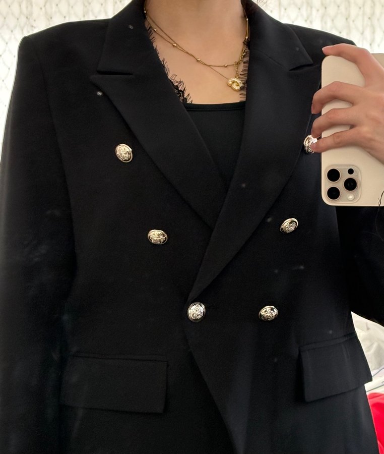 Düğmeli Siyah Kadın Blazer Ceket - Görsel 4