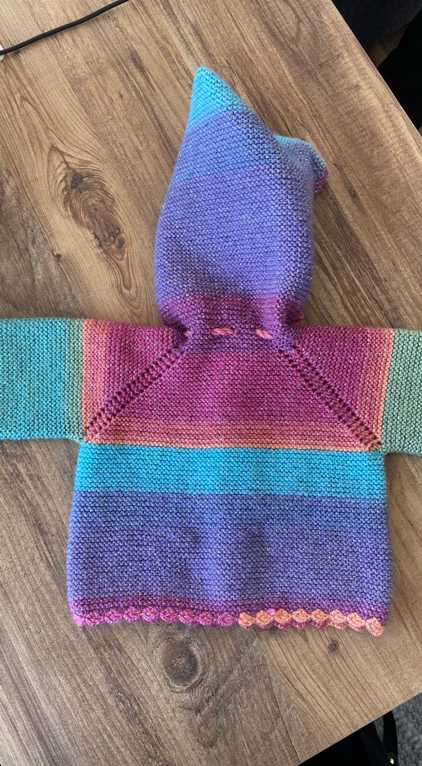 Kız Çocuk Pastel Renkli Kapüşonlu Örgü Hırka - Görsel 4