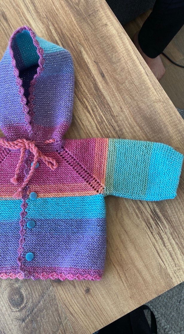 Kız Çocuk Pastel Renkli Kapüşonlu Örgü Hırka - Görsel 3