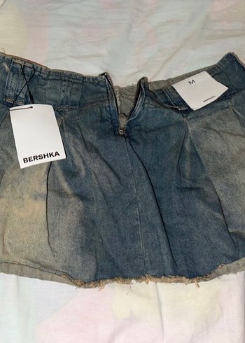 Bershka Düğmeli Gri Mini Denim Etek - Görsel 2