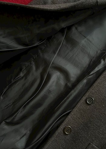 Gri Düğmeli Kadın Yün Ceket - Görsel 3