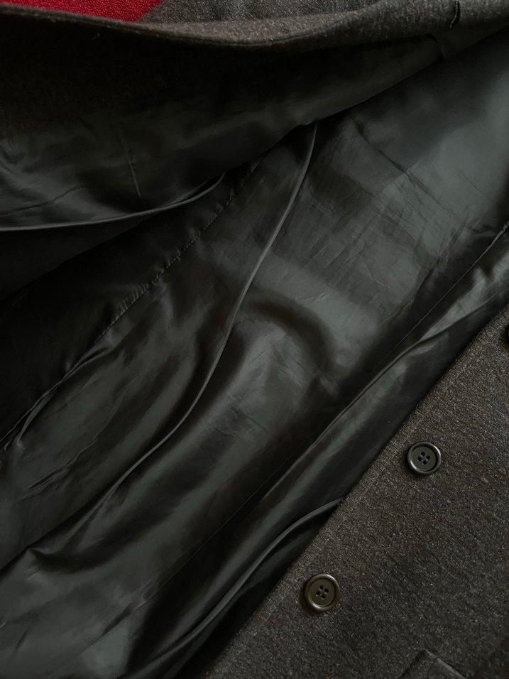 Gri Düğmeli Kadın Yün Ceket - Görsel 3