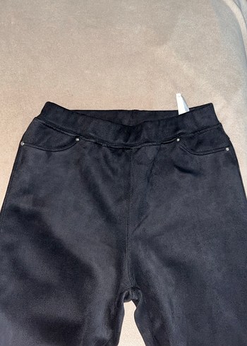 Kadın Siyah Süet Skinny Pantolon Tayt - Görsel 3