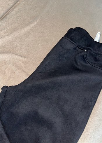 Kadın Siyah Süet Skinny Pantolon Tayt - Görsel 2
