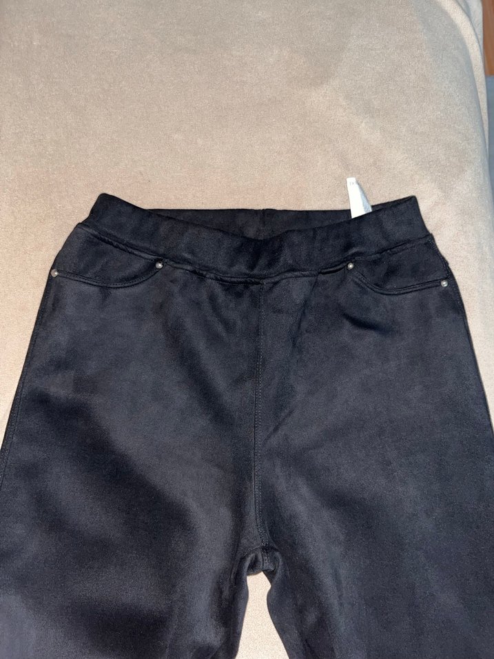 Kadın Siyah Süet Skinny Pantolon Tayt - Görsel 3