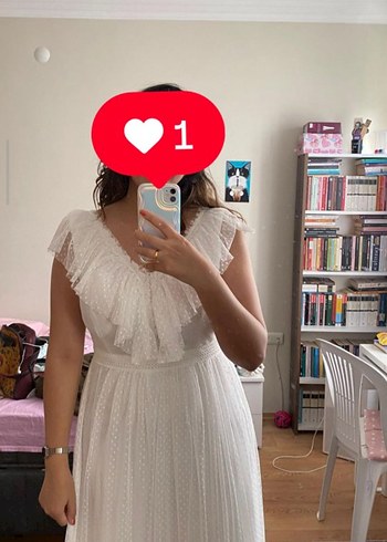 Bohem Beyaz V Yaka Uzun Nikah Elbisesi - Görsel 5