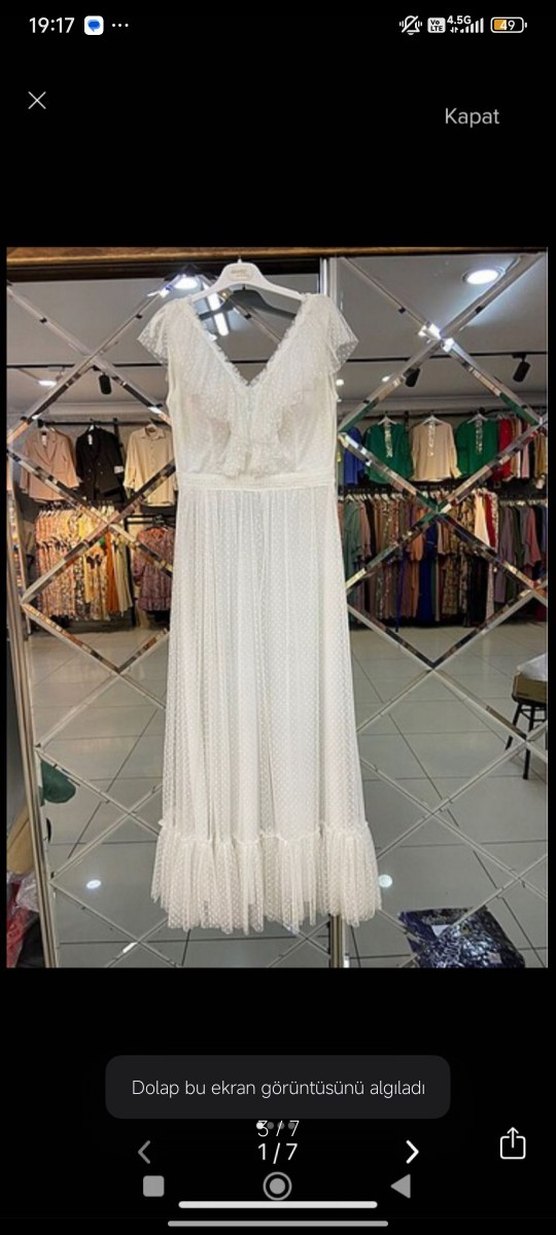 Bohem Beyaz V Yaka Uzun Nikah Elbisesi - Görsel 3