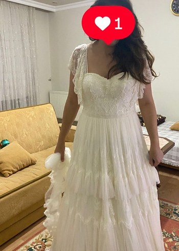 Bohem V Yakalı Midi Gelinlik - Görsel 2