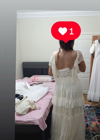 Bohem V Yakalı Midi Gelinlik - Görsel 4