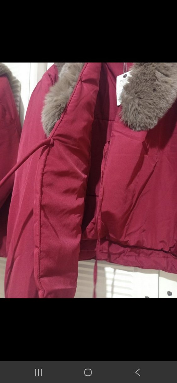 Bordo Kürklü Kısa Kadın Kışlık Mont - Görsel 2