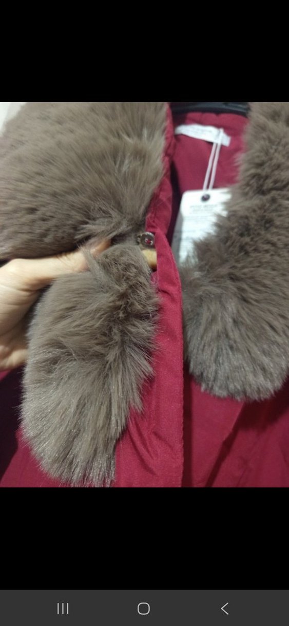 Bordo Kürklü Kısa Kadın Kışlık Mont - Görsel 3