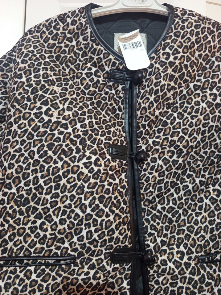 Leopar Desenli Kadın Midi Ceket - Görsel 2