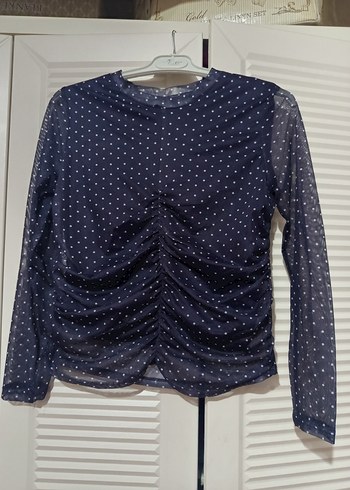 Puantiye Desenli Büzgülü Hamile Bluzu - Görsel 2