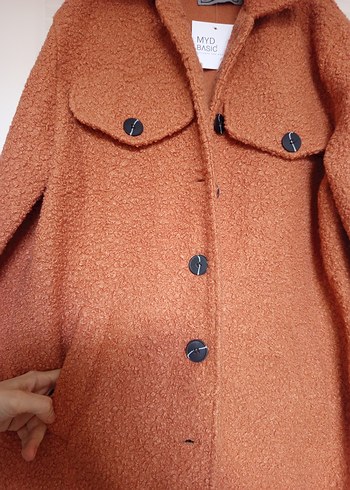 Düğmeli Kahverengi Uzun Kadın Yün Kaban - Görsel 2