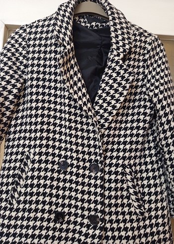 Düğmeli Ekose Midi Kadın Kaban - Görsel 2