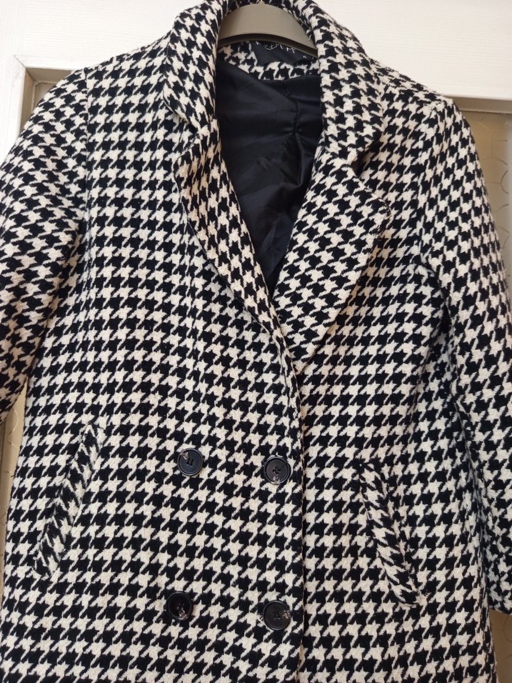 Düğmeli Ekose Midi Kadın Kaban - Görsel 2