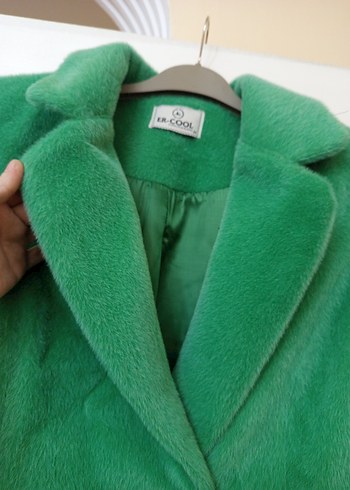 Düğmeli Yeşil Mini Kadın Kaban - Görsel 3