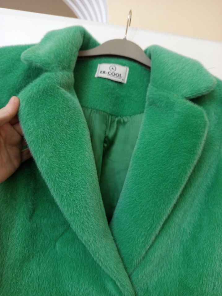 Düğmeli Yeşil Mini Kadın Kaban - Görsel 3