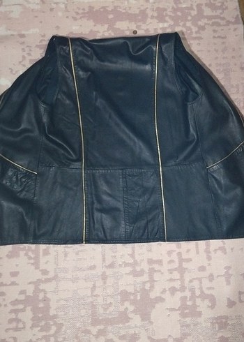 Düğmeli Siyah Deri Kadın Biker Yelek - Görsel 2