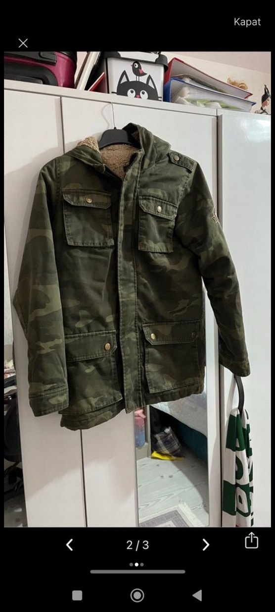 Kahverengi Kamuflaj Mont Sıcak Kürklü - Görsel 2