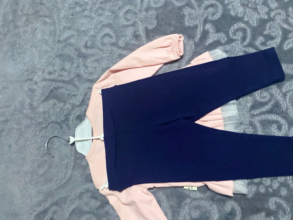 Pembe Fırfırlı Uzun Kollu Bebek Kız Takımı - Görsel 2